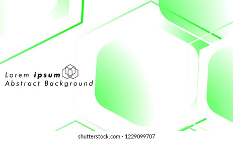 Abstract. Embossed Hexagon , honeycomb white Background ,light and shadow ,Vector , color green