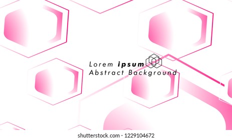 Abstract. Embossed Hexagon , honeycomb white Background ,light and shadow ,Vector , color pink