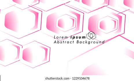 Abstract. Embossed Hexagon , honeycomb white Background ,light and shadow ,Vector , color pink