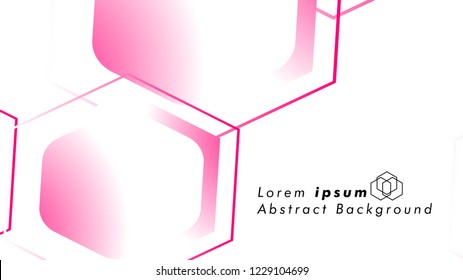 Abstract. Embossed Hexagon , honeycomb white Background ,light and shadow ,Vector , color pink