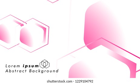 Abstract. Embossed Hexagon , honeycomb white Background ,light and shadow ,Vector , color pink