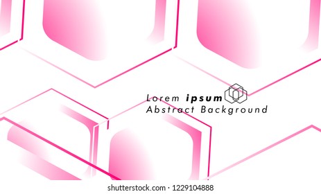 Abstract. Embossed Hexagon , honeycomb white Background ,light and shadow ,Vector , color pink