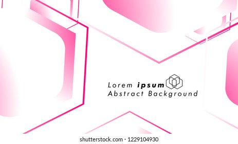 Abstract. Embossed Hexagon , honeycomb white Background ,light and shadow ,Vector , color pink