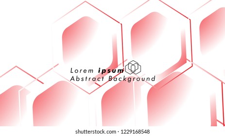 Abstract. Embossed Hexagon , honeycomb white Background ,light and shadow ,Vector , color red