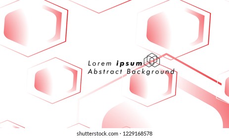 Abstract. Embossed Hexagon , honeycomb white Background ,light and shadow ,Vector , color red
