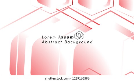 Abstract. Embossed Hexagon , honeycomb white Background ,light and shadow ,Vector , color red