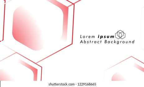 Abstract. Embossed Hexagon , honeycomb white Background ,light and shadow ,Vector , color red