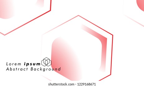Abstract. Embossed Hexagon , honeycomb white Background ,light and shadow ,Vector , color red