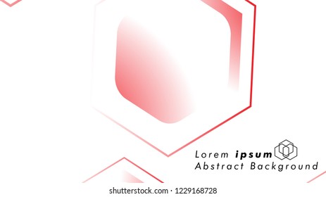 Abstract. Embossed Hexagon , honeycomb white Background ,light and shadow ,Vector , color red