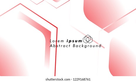 Abstract. Embossed Hexagon , honeycomb white Background ,light and shadow ,Vector , color red