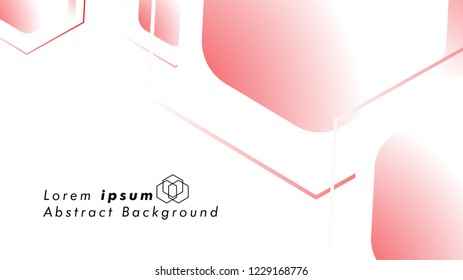 Abstract. Embossed Hexagon , honeycomb white Background ,light and shadow ,Vector , color red
