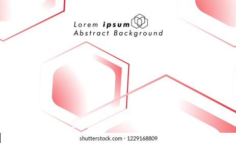 Abstract. Embossed Hexagon , honeycomb white Background ,light and shadow ,Vector , color red