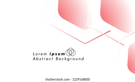 Abstract. Embossed Hexagon , honeycomb white Background ,light and shadow ,Vector , color red