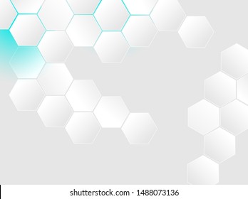 Abstract. Embossed Hexagon. honeycomb white Background ,light and shadow. Vector
