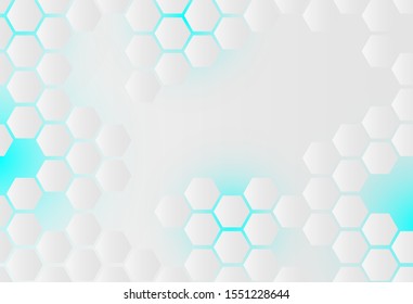 Abstract. Embossed Hexagon , honeycomb white Background ,light and shadow ,Vector
