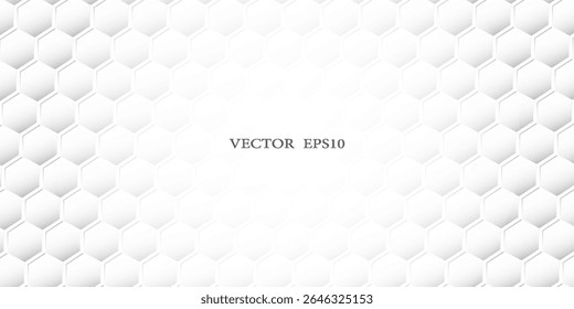 Abstract. Embossed Hexagon , honeycomb white Background ,light and shadow ,Vector
