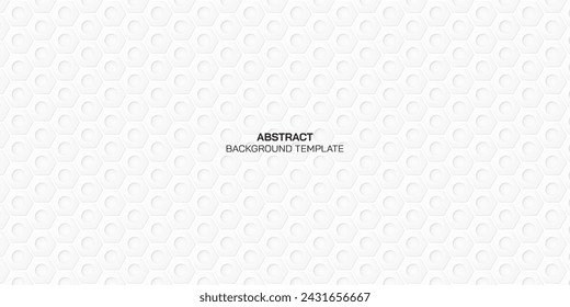 Abstract embossed hexagon paper cut style vector illustration background. White honeycomb pattern background. Metallic nut pattern 3D background.