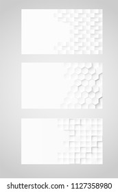 Abstract. Embossed paper geometric white background set .light and shadow .Vector