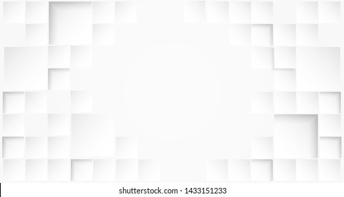 Abstract. Embossed paper square white Background ,light and shadow .Vector.