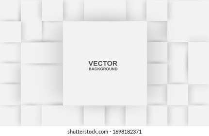  Resumen. Fondo blanco cuadrado de papel con relieve. luz y sombra .Vector.