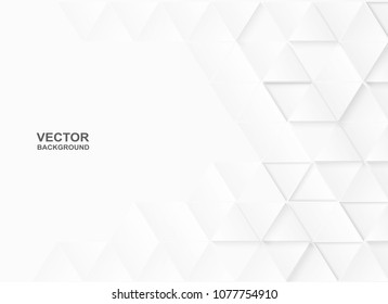 Abstract. Embossed paper triangle white Background ,light and shadow ,Vector