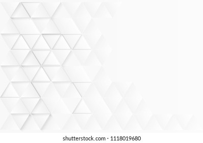 Abstract. Embossed paper triangle white Background ,light and shadow ,Vector