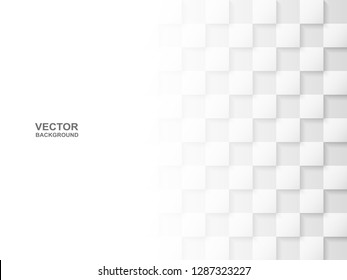 Abstract .Embossed square paper white background ,light and shadow. Vector