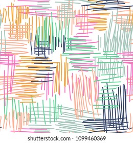 Abstract embroidered hatching seamless vector pattern.