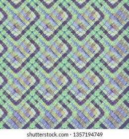 Abstract embroidery geometric tile seamless pattern. Patchwork ornament. Hand drawn vector illustration