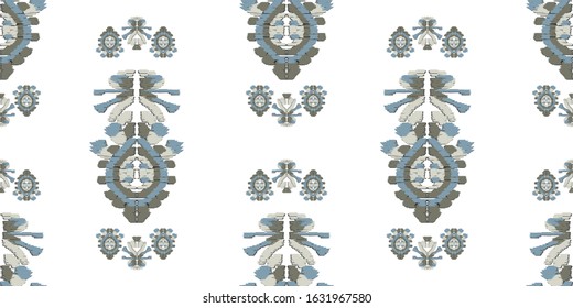 Abstract embroidery seamless ikat pattern