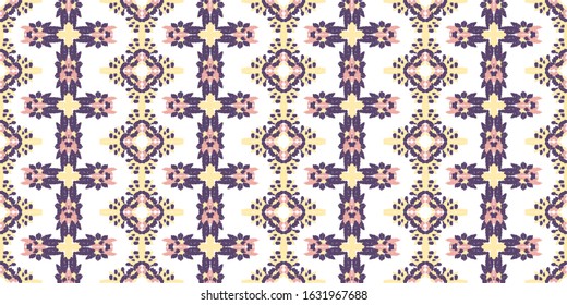 Abstract embroidery seamless ikat pattern. Tribal ethnic folk vector texture.