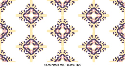 Abstract embroidery seamless ikat pattern. Tribal ethnic folk vector texture.