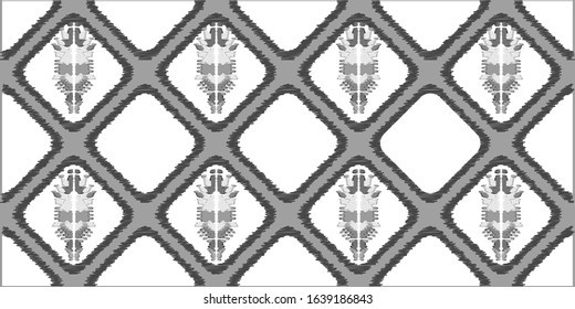 Abstract embroidery seamless ikat pattern. Tribal ethnic folk vector texture.