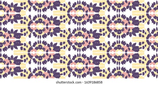 Abstract embroidery seamless ikat pattern. Tribal ethnic folk vector texture.