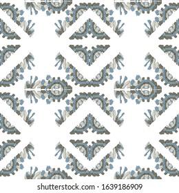 Abstract embroidery seamless ikat pattern
