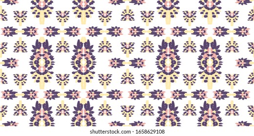 Abstract embroidery seamless ikat pattern. Tribal ethnic folk vector texture.