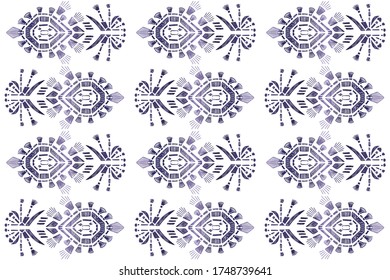Abstract embroidery seamless ikat pattern. Tribal ethnic folk vector texture. Seamless striped original Aztec style