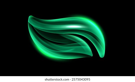 Abstract Emerald Flow, Dynamic Nature of The Green Glowing Shape, Green Wave of Light, Vector Illustration