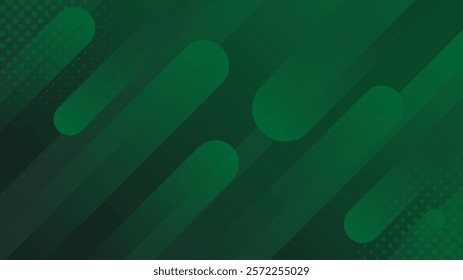 Abstract emerald green dynamic background with halftone. Modern geometric wallpaper. Vector illustration. Suitable for templates, sale banners, events, ads, web and pages
