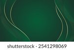 Abstract emerald green luxury background with gold lines. Elegant wave modern wallpapers. Suitable for templates, banners, cards, sales, ads, events, awards, web and pages