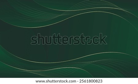 Abstract emerald green luxury background with gold lines. Elegant wave modern wallpapers. Suitable for templates, banners, cards, sales, ads, events, awards, web and pages