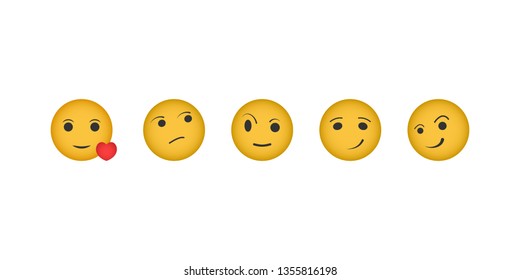 Abstract emoji. Funny flat style icon  color set. Social smile collection vector illustration.