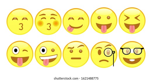Abstract Emoji funny flat style emoticon collection