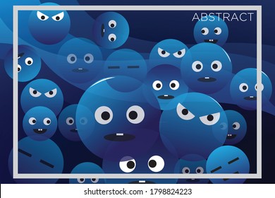 abstract emoticon characters illustrations with wave background