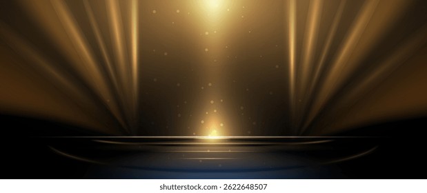 Abstract empty dark studio room design, dark blue gradient background, neon, glowing light blur floor or ground and wall. Modern studio blank space background for display technology, produce, showcase