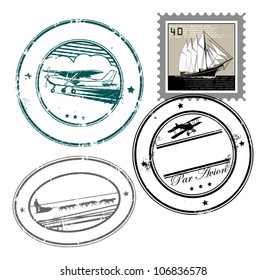 Abstract empty grunge rubber stamp set with space for text, vector illustration