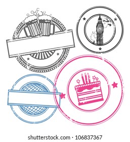 Abstract empty grunge rubber stamp set with space for text, vector illustration