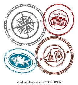 Abstract empty grunge rubber stamp set with space for text, vector illustration