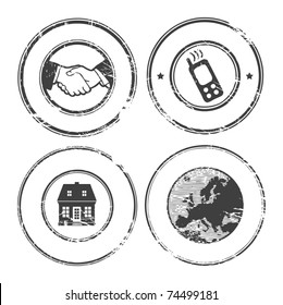 Abstract empty grunge rubber stamp set with space for text, vector illustration