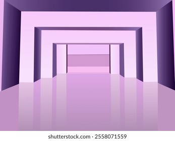 Abstract empty room with purple and pink walls and floor. Vector illustration for interior design and scenes of studios, bars, clubs, salons